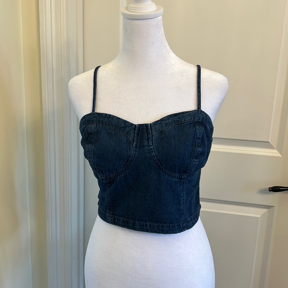 Indigo Rising Denim Crop Top Juniors L